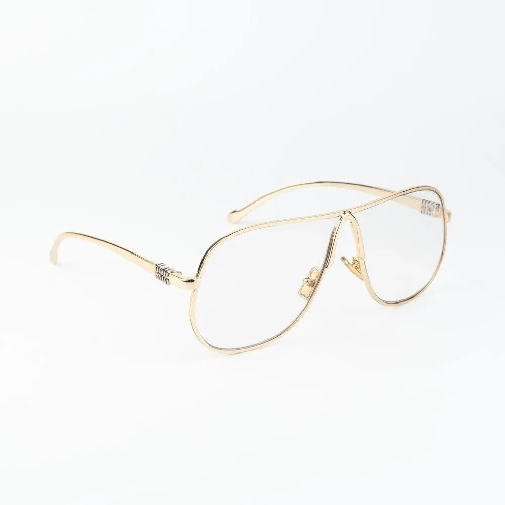 Miu Miu Women Eyeglasses Gold Blue Light Block Pilot MUA56S 5AK08N NEW AUTHENTIC